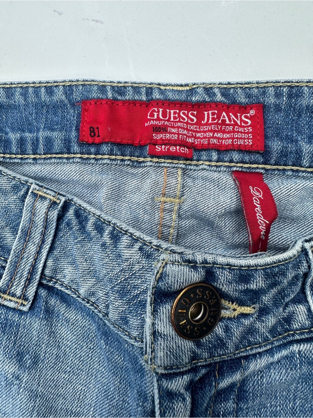Y2K Guess Light Blue Wide Leg Jeans with Embroidered Back Pocket - Picture 5 of 6